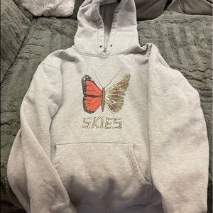 lil skies grey butterfly thick hoodie sweatshirt
